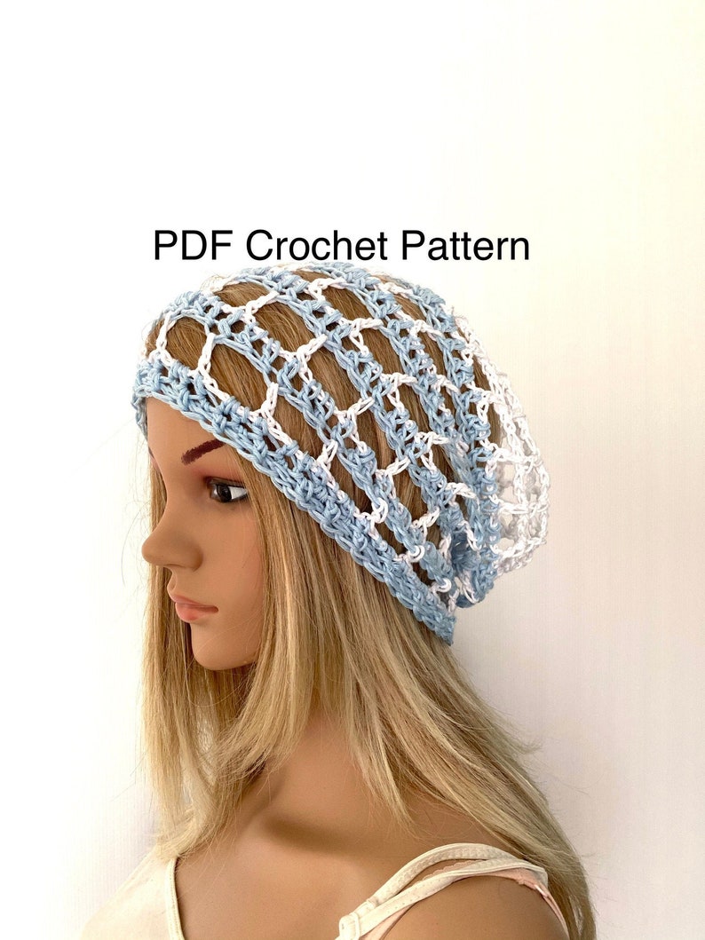 Instant Download Hat PDF Slouch Summer Crochet Beanie Pattern, Digital ...