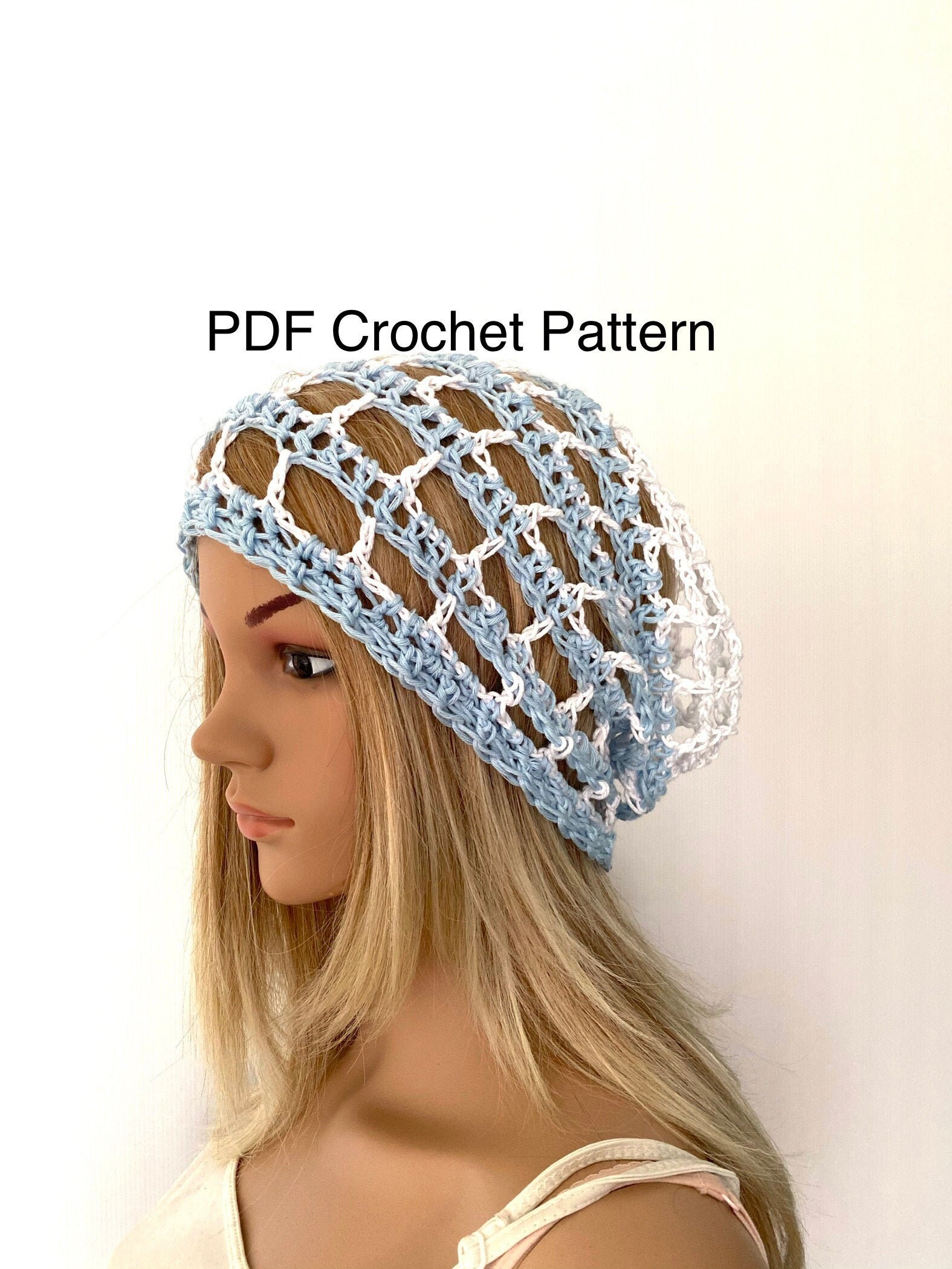 Instant Download Hat PDF Slouch Summer Crochet Beanie Pattern, Digital ...