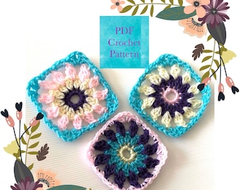 Easy granny square pattern, crochet mandala, granny square crochet pattern pdf, beginner crochet patterns, baby blanket pattern diy squares