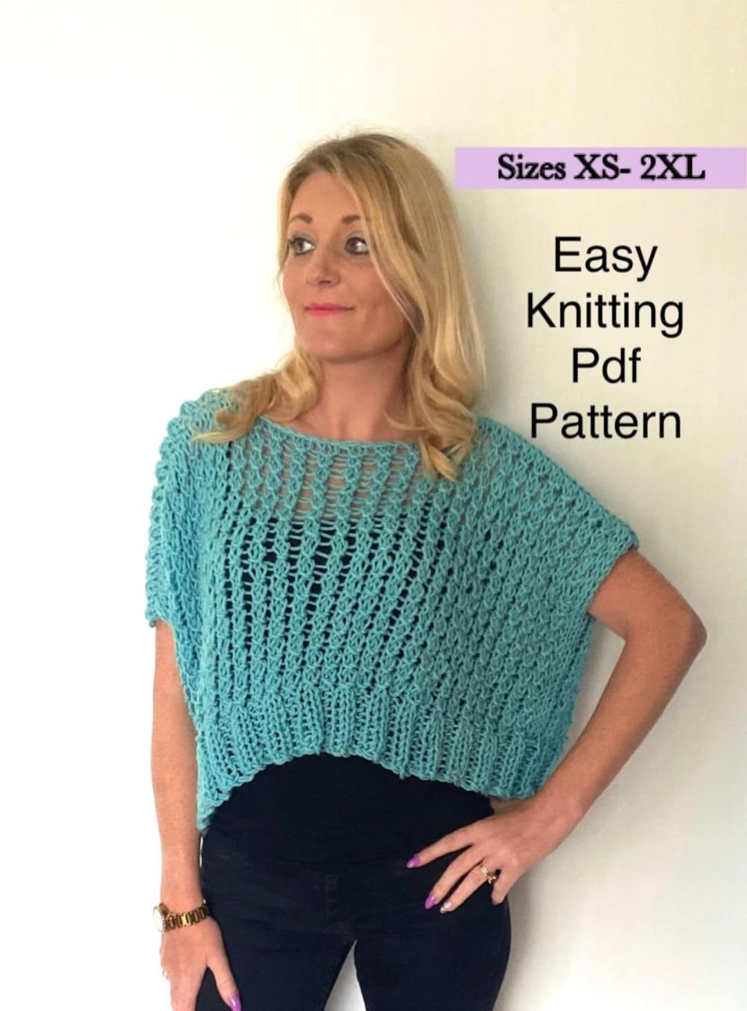 Knitting Pattern Top for Women, Crop Top Pdf Plus Modern, Lace Sweater ...