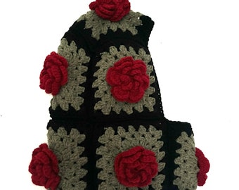 Queen Mary Balaclava, Crochet BALACLAVA Pattern , Hood pdf written pattern , Crochet ski mask, Granny Square Balaclava pattern , roses