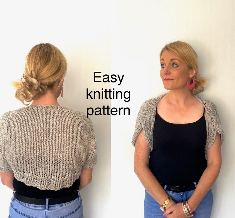 Women Knitting Pattern Shrug, Chunky Bolero Pattern Pdf, Easy Knit
