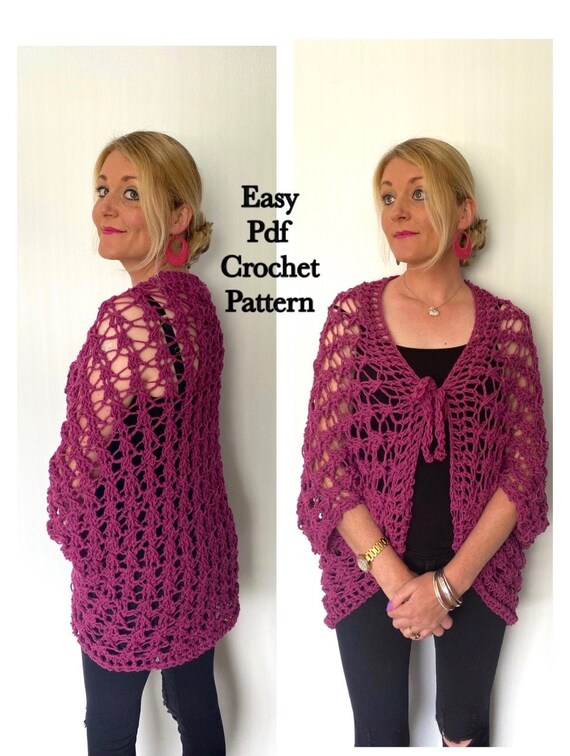 Patron au crochet pour femme Cardigan pdf moderne Pull en dentelle de laine vetements au crochet patron surdimensionne debutant facile termes americains rapides Etsy France
