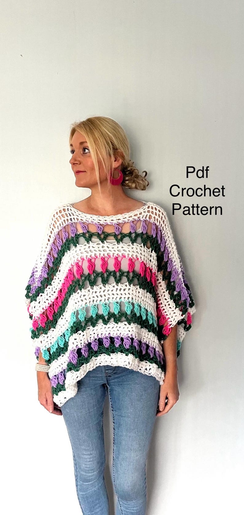 Oversized Tulip Poncho Pattern for Women, Flower Poncho Top Pdf Modern ...