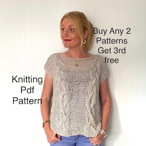 Irish cable sweater knitting pattern, Summer pattern, pattern, pdf easy beginner knitting quick, Top jumper knit diy pattern tunic women