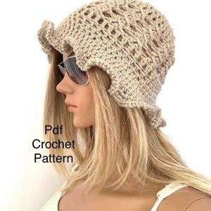 Wavy lace cloche pattern, women sun hat Pdf bucket hat US terms pattern flapper hat pattern, pdf, modern easy quick, vintage style hats