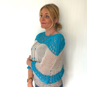 Cotton knitting poncho pattern, lace cape for women, beginner knitting, easy quick knits, knitted clothes diy, pdf lace pattern, shawl knit image 8