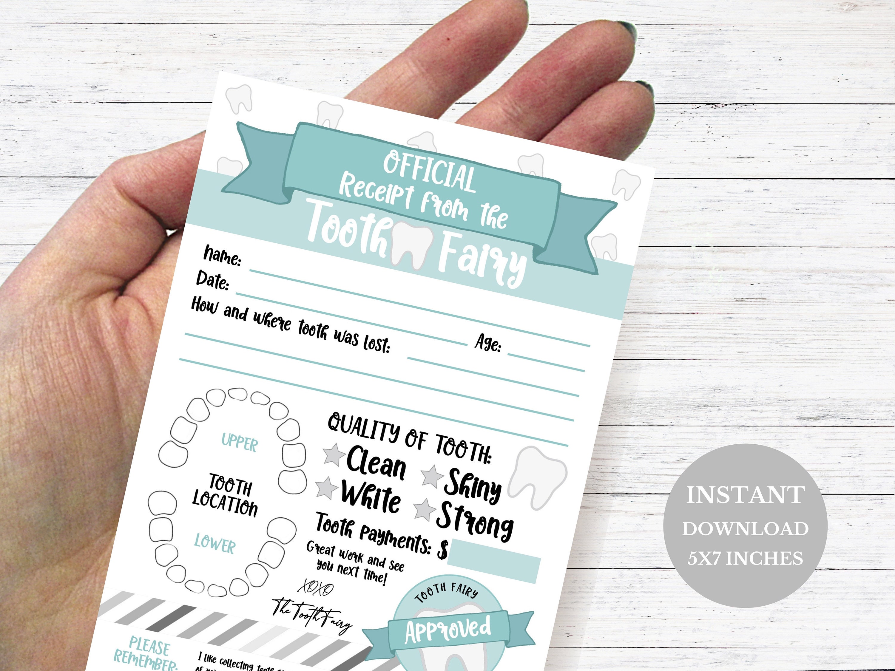 Tooth Fairy Receipt Printable Lost First Tooth Certificate - Etsy Canada
