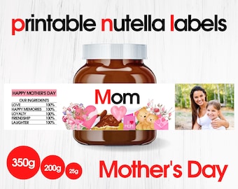 PRINTABLE Mothers Day Personalised NUTELLA Jar Label Digital File | Nutella Label Printable | Make Unlimited Nutella Labels | Git for Mom