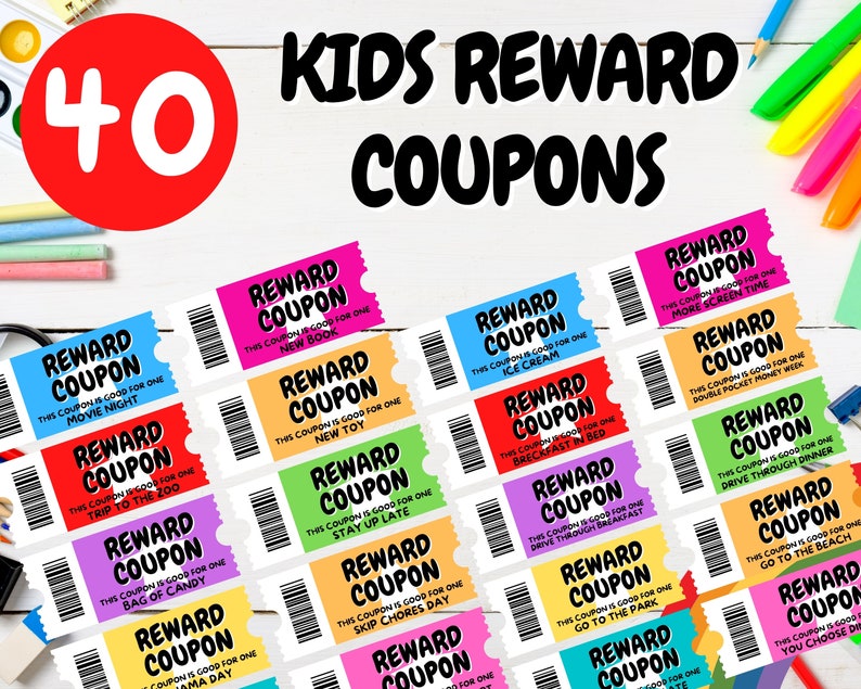 PRINTABLE REWARD COUPON Reward Ticket Rainbow Clipart Etsy