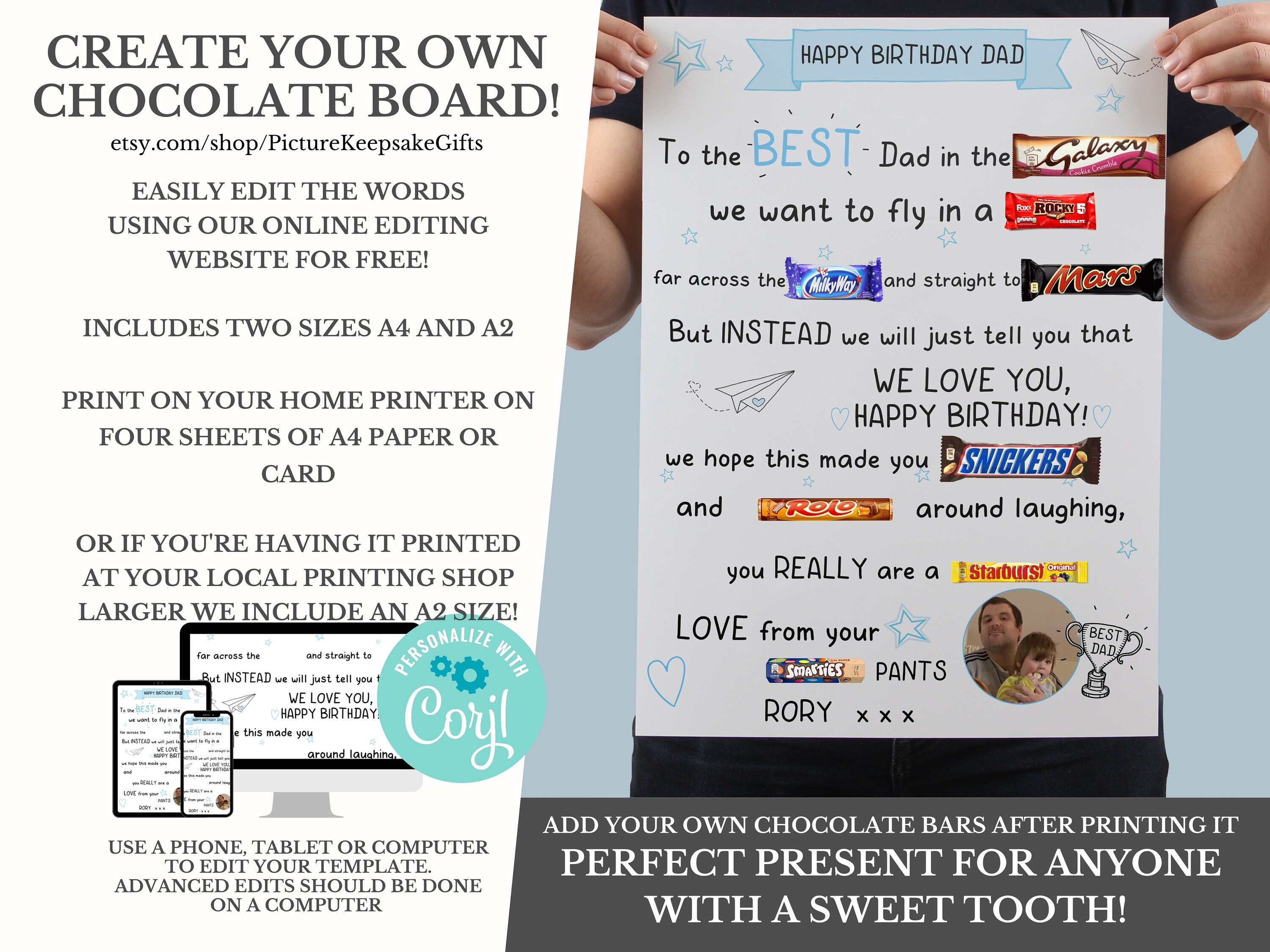 Personalised Birthday Chocolate Message Board Personalised Etsy