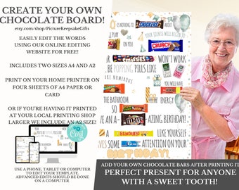 100th/60th/50th Birthday PRINTABLE Candy Poster | Birthday Candy Sign | 100th Birthday Ideas | Candygram | Funny Birthday Gift | DIY Digital