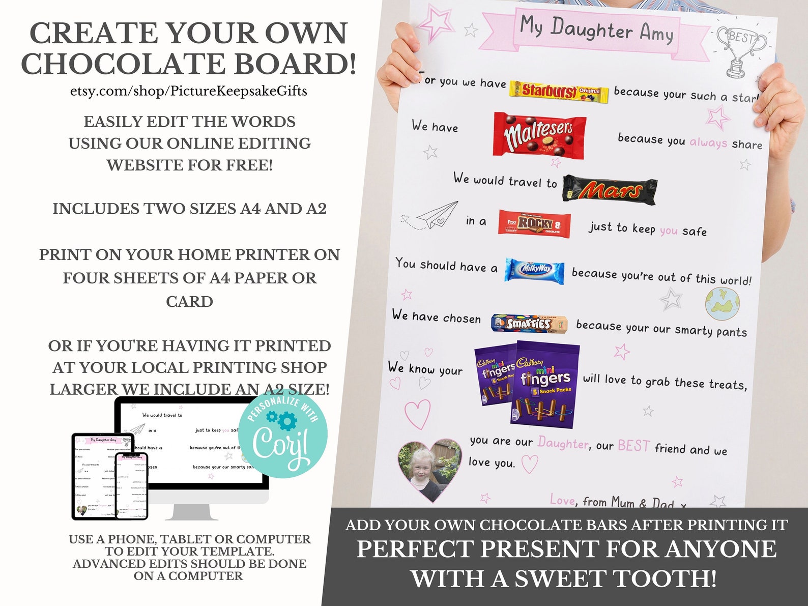 Personalised Birthday Chocolate Message Board Personalised Etsy UK