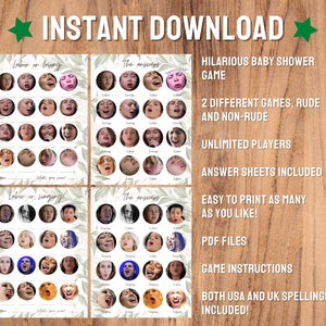 Greenery Baby Shower Games, Porn or Labor, Birth or Orgasm, Printable ...