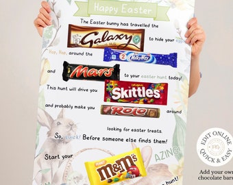 PRINTABLE Easter Candy Bar Poster Sign | Personalized | PRINTABLE Candy gram | Gift or Dad | Father's Day Gift Ideas | Instant | Easter Hunt