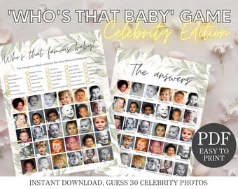 PRINTABLE Who is the Baby Game Guess that Guest Baby Photos Baby Shower Games Who is the baby, Celebrity, Digital Downloads