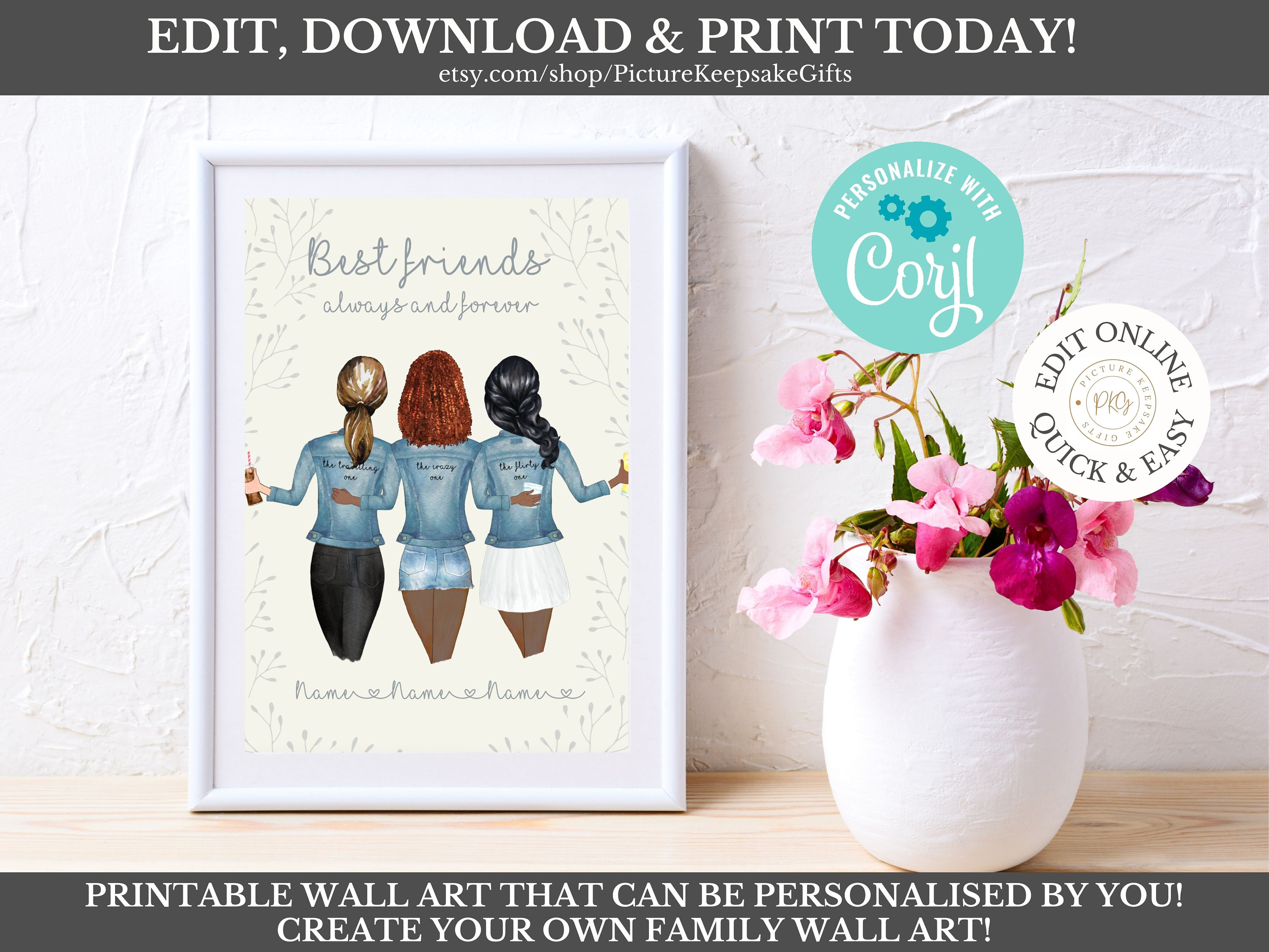 Best Friend Print Personalised Wall Art Custom Friend Prints Etsy Australia