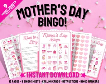 Mother's Day Bingo Game | Easy to print & play | Family Game Night | Family Friendly Quiz | Group Games | Mothers day activitys