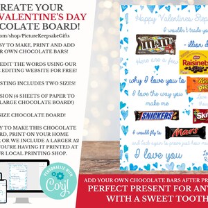 PRINTABLE Valentines Candy Bar Poster Sign Chocolate Board Personalized ...