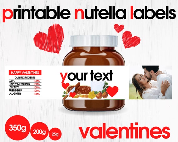 Personalised Mini Nutella Jar Label Digital File 