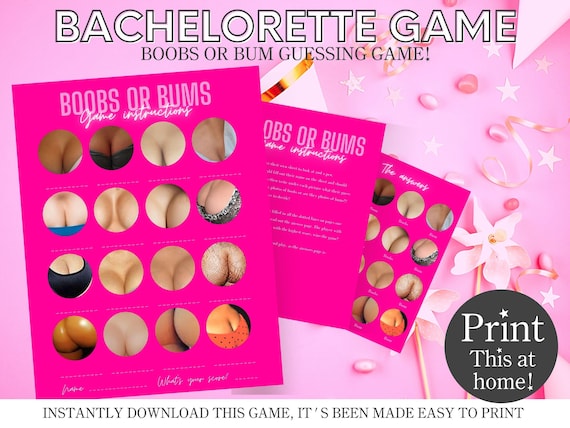 PRINTABLE Bachelorette Party Game Printable| Boobs or Butt Quiz | Boobs or  Bum | Bachelorette Party Games | Dirty Bachelorette Quiz | Hen-do