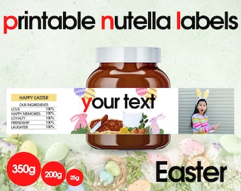 DRUCKBARE OSTERN Personalisierte NUTELLA Jar Label Digitale Datei | Nutella Label Printable | Machen Sie unbegrenzte Nutella-Etiketten | Sofort online