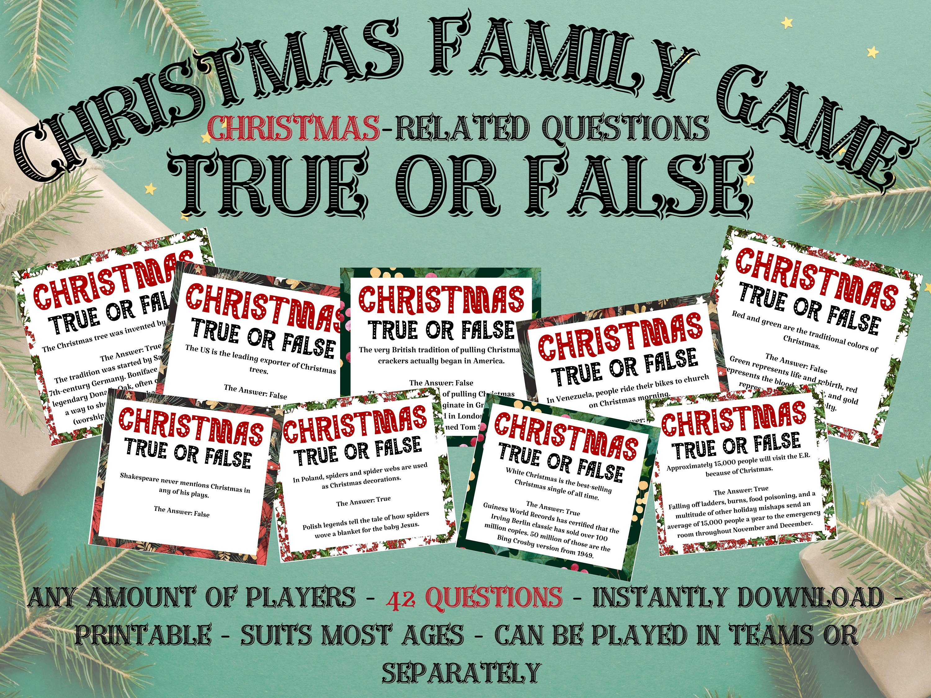 Christmas Facts True or False Quiz Christmas Day Family Quiz Etsy UK