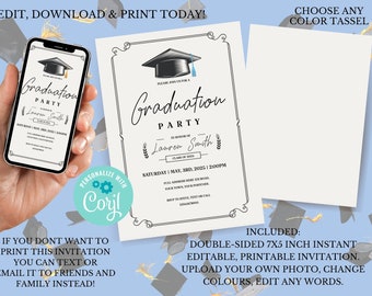 Graduation invite, graduation,  graduation party,  invitation,  college graduation, printable invitation,  graduation template,  invitation