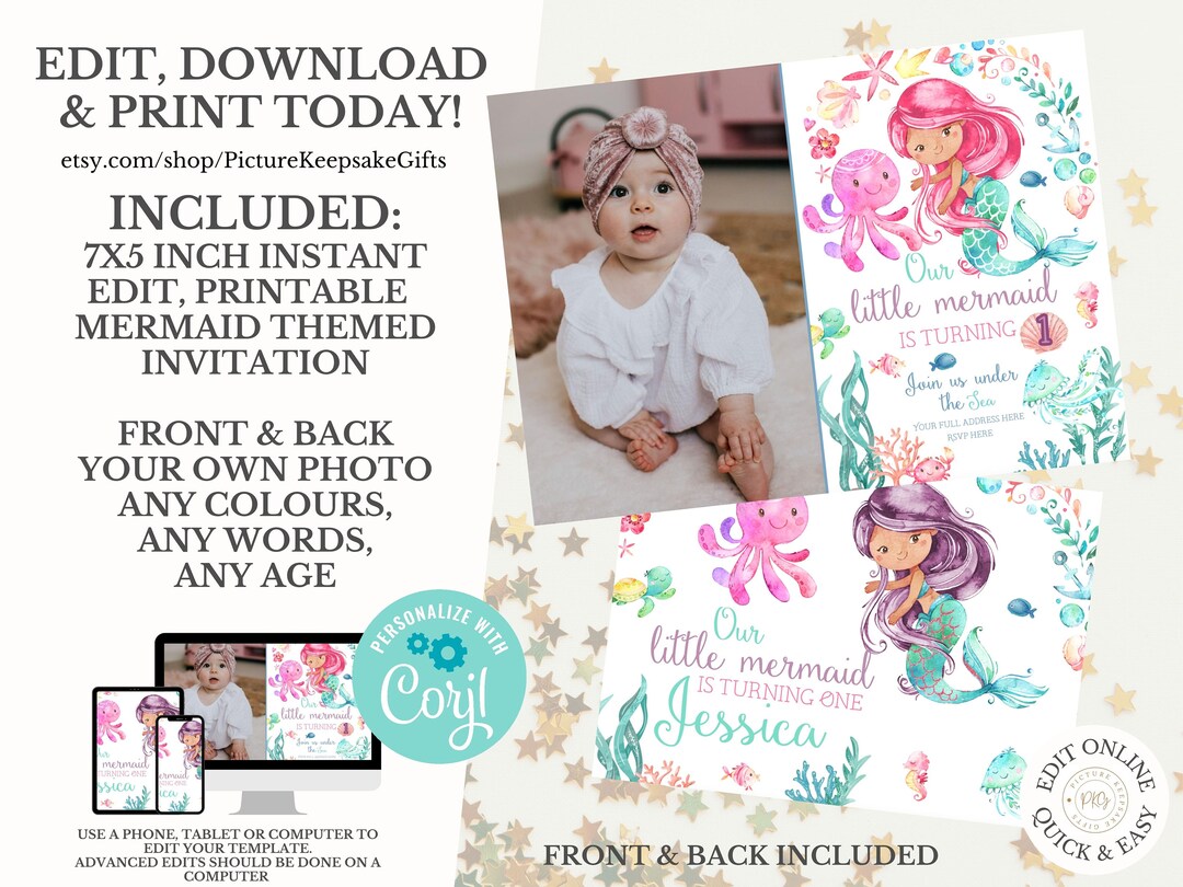 Mermaid Invitation. Mermaid Birthday Invitation. Pool Party Invitation ...