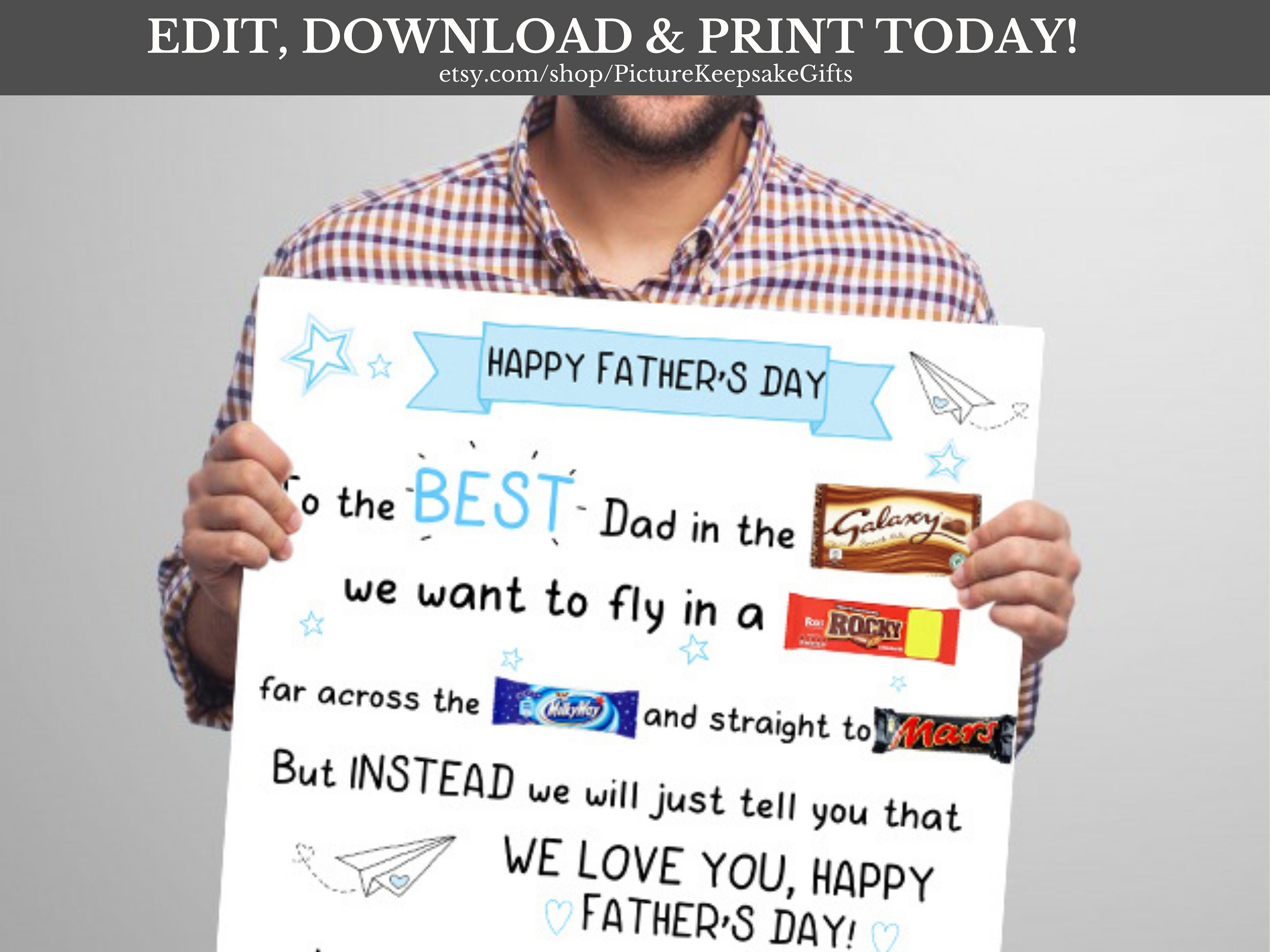 PRINTABLE Happy Father's Day Candy Bar Poster Sign | Etsy