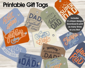 Printable Father's Day Tags, Happy Father's Day, Gift Tags, Father's Day Gift Favor Tags, Gift For Dad, Father's Day Gift, Dad Gift