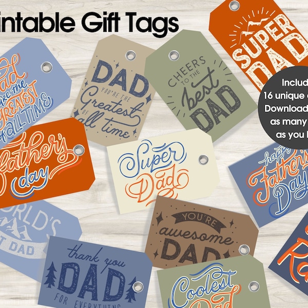 Printable Father's Day Tags, Happy Father's Day, Gift Tags, Father's Day Gift Favor Tags, Gift For Dad, Father's Day Gift, Dad Gift