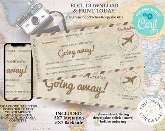 Printable Airline Ticket Boarding Pass Template, Vacation, Trip, Surprise