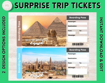 Printable EGYPT Surprise Gift Ticket | EGYPT Printable Boarding Pass | | Flight Ticket | Admission Ticket | EGYPT Vacation Ticket | Trip