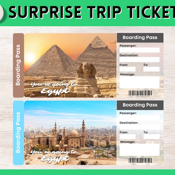 Printable EGYPT Surprise Gift Ticket | EGYPT Printable Boarding Pass | | Flight Ticket | Admission Ticket | EGYPT Vacation Ticket | Trip