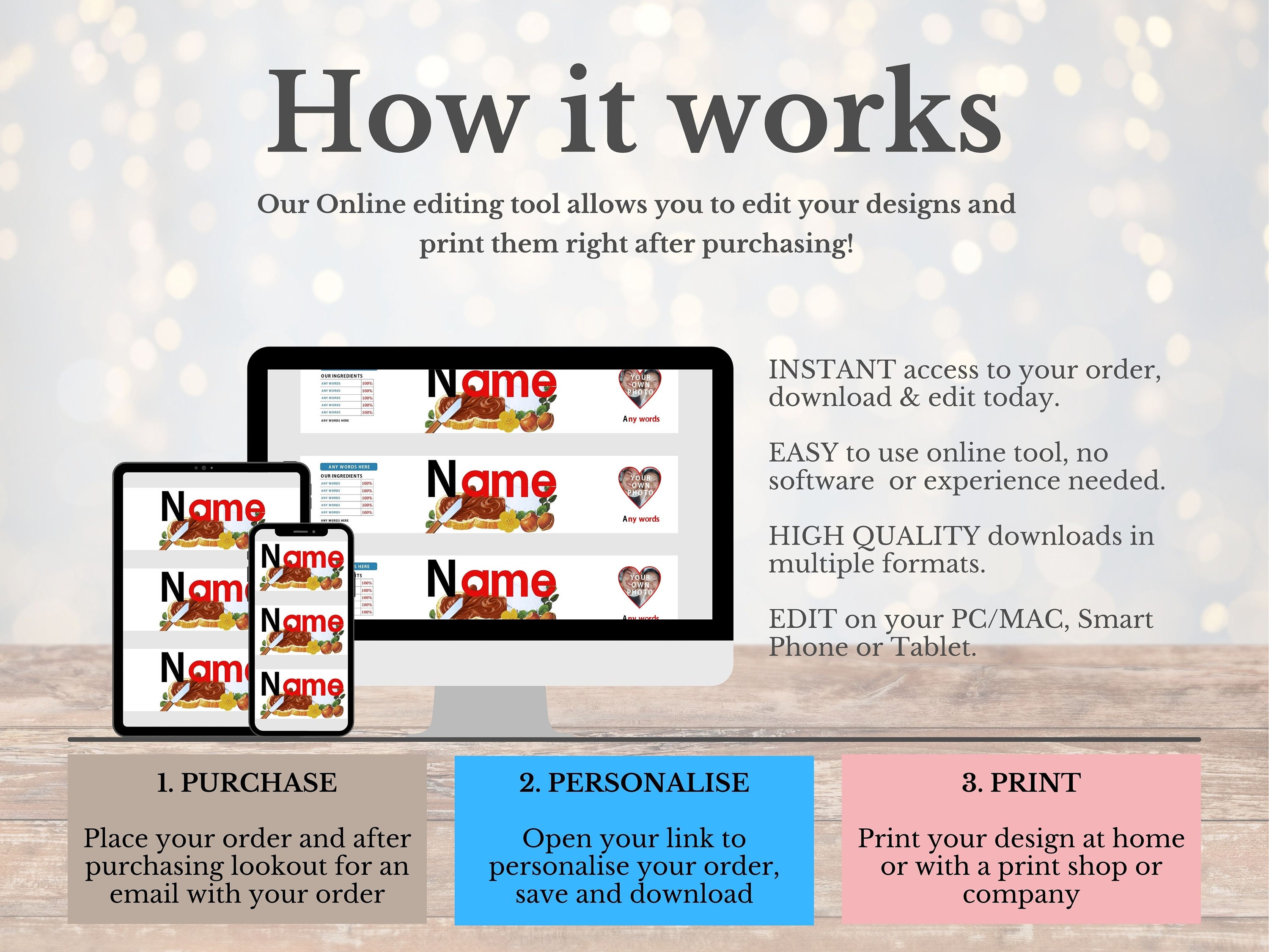 Personalised Nutella Jar Label Digital File Nutella Label Printable Make Unlimited Nutella Jar Labels Instant Edit Online Nutella Jar