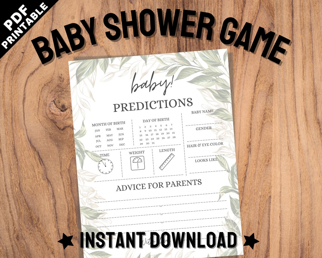 PRINTABLE Baby Shower Games Baby Predictions and Advice Baby Shower ...