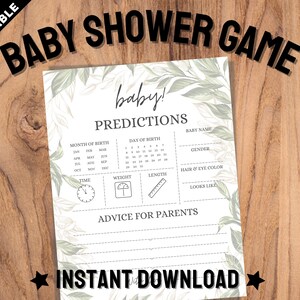 PRINTABLE Baby Shower Games Baby Predictions and Advice - Etsy