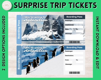 Printable ANTARCTICA Surprise Gift Ticket | ANTARCTICA Printable Boarding Pass | Personalised Present | ANTARCTICA Vacation | Ticket