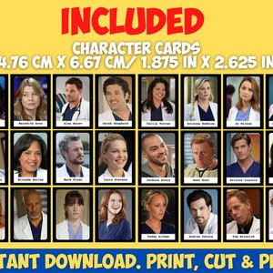 Guess Who GREY'S ANATOMY Insert Cards Montessori cards Party Games Nomenclature Cards PDF Printable Cards Instant Toys Flash Cards image 4