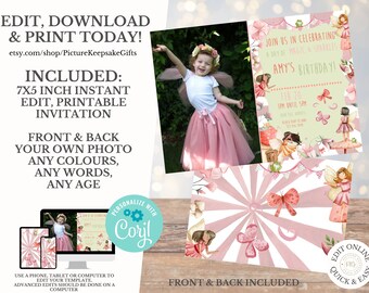 Fairy Princess Birthday Invitation Template Instant Download for Any Age | Edit Yourself then Print or Text