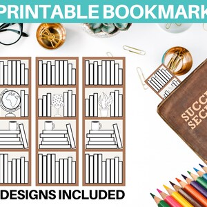 PRINTABLE Book Tracker Bookmark BOOKSHELF Digital Bookmarks Bookmarks ...