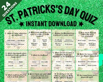 RINTABLE St. Patrick's Day Quiz, Family friendly game, Trivia Quiz Game, Party Game, Lockdown game