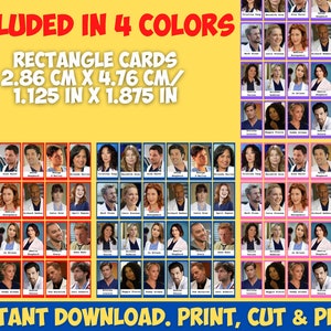 Guess Who GREY'S ANATOMY Insert Cards Montessori cards Party Games Nomenclature Cards PDF Printable Cards Instant Toys Flash Cards image 2