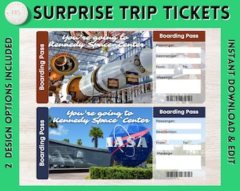 Printable Kennedy Space Center Surprise Gift Ticket | Kennedy Space Center Printable Boarding Pass | Cruise Ticket | Admission | Vacation