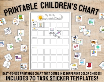Kids Daily Responsibilities Chart, Chore Chart, Printable Daily Routine, Morning & Evening Checklist, Children's Job Poster, Daily Task List