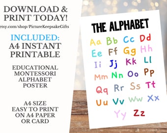 Rainbow Alphabet Poster, ABC Print, PRINTABLE Wall Art, Educational Wall Art, Kids Room Decor, Nursery Decor, Instant Download