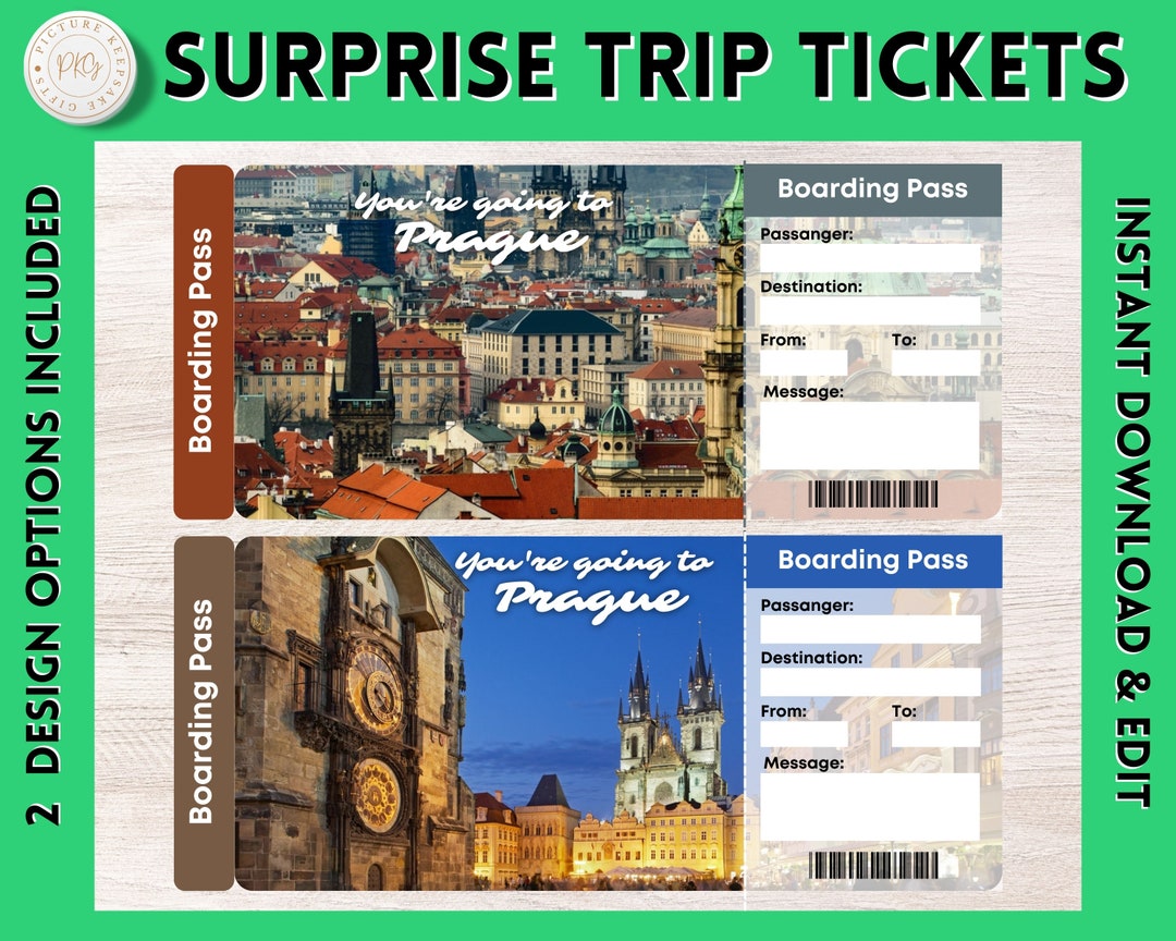 Printable PRAGUE Surprise Gift Ticket PRAGUE Printable Etsy