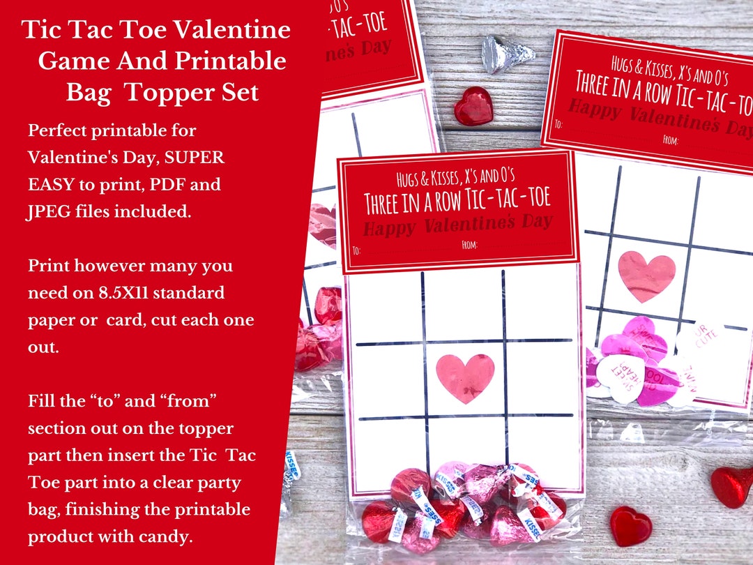 Printable Valentine's Day Tic Tac Toe Cards, Valentine Tic Tac Toe Card ...