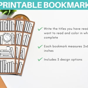 PRINTABLE Book Tracker Bookmark BOOKSHELF Digital Bookmarks Bookmarks ...